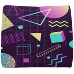 Retrowave Aesthetic Vaporwave Retro Memphis Pattern 80s Design 3d Geometric Shapes Seat Cushion by genx