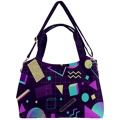 Retrowave Aesthetic Vaporwave Retro Memphis Pattern 80s Design 3d Geometric Shapes Double Compartment Shoulder Bag by genx