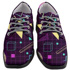 Retrowave Aesthetic Vaporwave Retro Memphis Pattern 80s Design 3d Geometric Shapes Women Heeled Oxford Shoes by genx