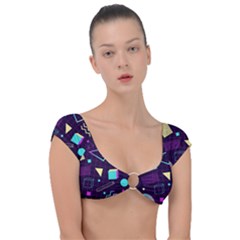 Retrowave Aesthetic Vaporwave Retro Memphis Pattern 80s Design 3d Geometric Shapes Cap Sleeve Ring Bikini Top by genx