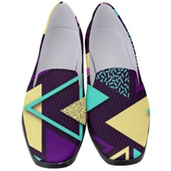 Retrowave Aesthetic Vaporwave Retro Memphis Triangle Pattern 80s Yellow Turquoise Purple Women s Classic Loafer Heels by genx