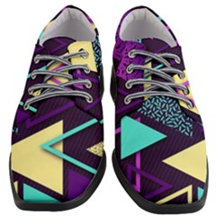 Retrowave Aesthetic Vaporwave Retro Memphis Triangle Pattern 80s Yellow Turquoise Purple Women Heeled Oxford Shoes by genx