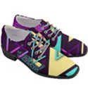 Retrowave Aesthetic vaporwave retro memphis triangle pattern 80s yellow turquoise purple Women Heeled Oxford Shoes View3