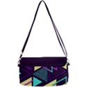 Retrowave Aesthetic vaporwave retro memphis triangle pattern 80s yellow turquoise purple Removable Strap Clutch Bag View2