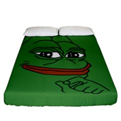 Pepe The Frog Smug Face With Smile And Hand On Chin Meme Kekistan All Over Print Green Fitted Sheet (california King Size) by snek