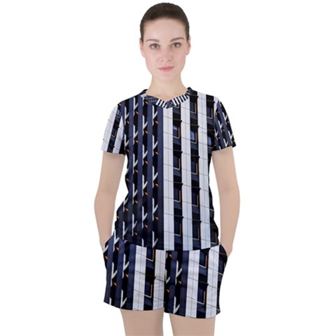 Architecture Building Pattern Women s Tee And Shorts Set by Amaryn4rt