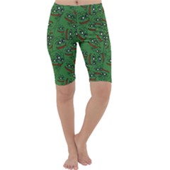 Pepe The Frog Perfect A-ok Handsign Pattern Praise Kek Kekistan Smug Smile Meme Green Background Cropped Leggings  by snek