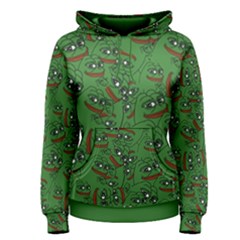 Pepe The Frog Perfect A-ok Handsign Pattern Praise Kek Kekistan Smug Smile Meme Green Background Women s Pullover Hoodie by snek