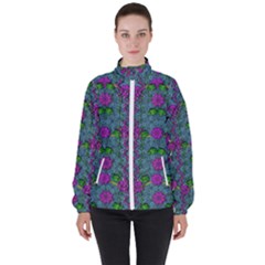 The Most Beautiful Flower Forest On Earth Women s High Neck Windbreaker by pepitasart