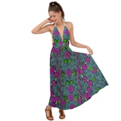 The Most Beautiful Flower Forest On Earth Backless Maxi Beach Dress by pepitasart