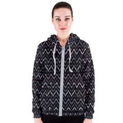 Chevrons Noir / Gris Women s Zipper Hoodie by kcreatif