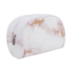 Pink And White Marble Texture With Gold Intrusions Pale Rose Background Makeup Case (small) by genx