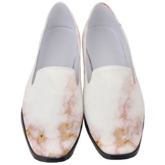 Pink And White Marble Texture With Gold Intrusions Pale Rose Background Women s Classic Loafer Heels by genx