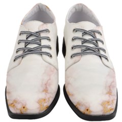 Pink And White Marble Texture With Gold Intrusions Pale Rose Background Women Heeled Oxford Shoes by genx