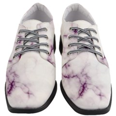 White Marble Violet Purple Veins Accents Texture Printed Floor Background Luxury Women Heeled Oxford Shoes by genx