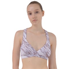 Marble With Metallic Rose Gold Intrusions On Gray White Stone Texture Pastel Pink Background Sweetheart Sports Bra by genx