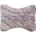 Marble with Metallic Rose Gold intrusions on gray white Stone texture Pastel Pink Background Velour Seat Head Rest Cushion View2