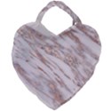 Marble with Metallic Rose Gold intrusions on gray white Stone texture Pastel Pink Background Giant Heart Shaped Tote View1