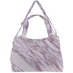 Marble With Metallic Rose Gold Intrusions On Gray White Stone Texture Pastel Pink Background Double Compartment Shoulder Bag by genx