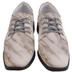 Marble With Metallic Gold Intrusions On Gray White Stone Texture Pastel Rose Pink Background Women Heeled Oxford Shoes by genx