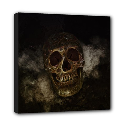 Mysterious Golden Skull Mini Canvas 8  X 8  (framed) by thecrypt