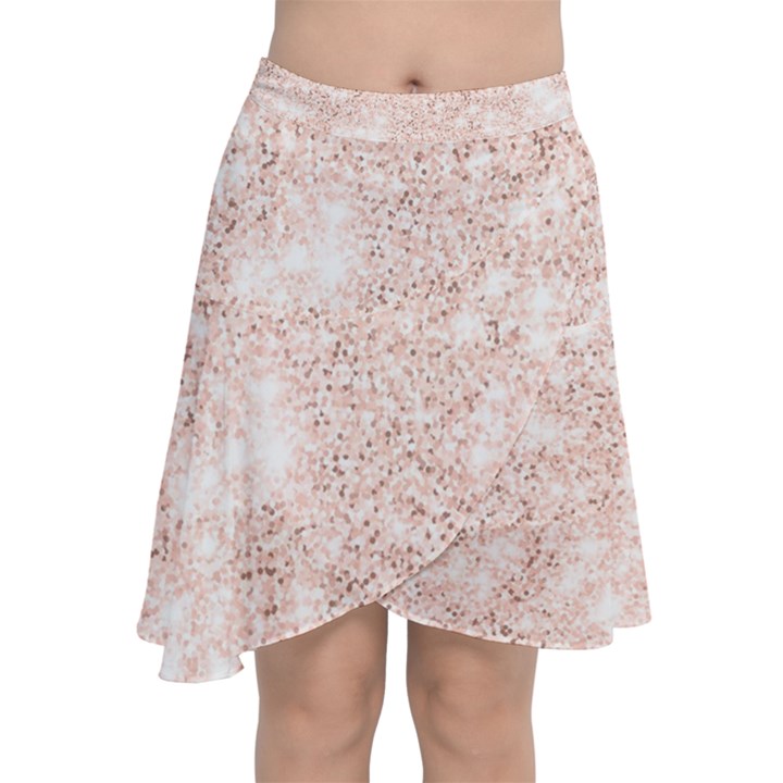 Rose Gold Pink Glitters metallic finish party texture imitation pattern Chiffon Wrap Front Skirt