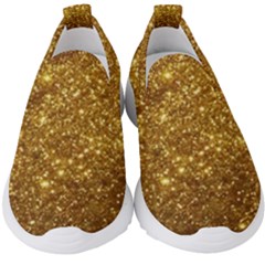 Gold Glitters Metallic Finish Party Texture Background Faux Shine Pattern Kids  Slip On Sneakers by genx