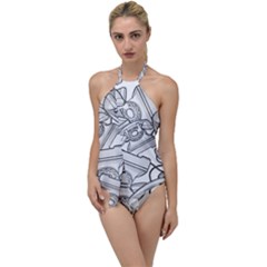 Phone Dial Communication Technology Go With The Flow One Piece Swimsuit by Wegoenart