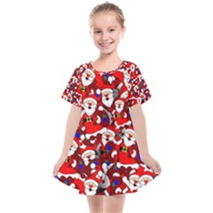 Nicholas Santa Christmas Pattern Kids  Smock Dress by Wegoenart