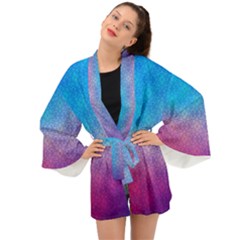 Blue Pink Shade Long Sleeve Kimono by designsbymallika