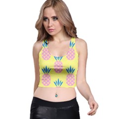 Summer Pineapple Seamless Pattern Racer Back Crop Top by Sobalvarro