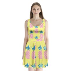 Summer Pineapple Seamless Pattern Split Back Mini Dress  by Sobalvarro