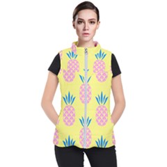 Summer Pineapple Seamless Pattern Women s Puffer Vest by Sobalvarro