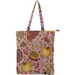 Thanksgiving Pattern Double Zip Up Tote Bag by Sobalvarro