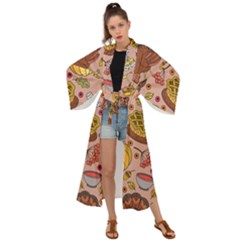 Thanksgiving Pattern Maxi Kimono by Sobalvarro