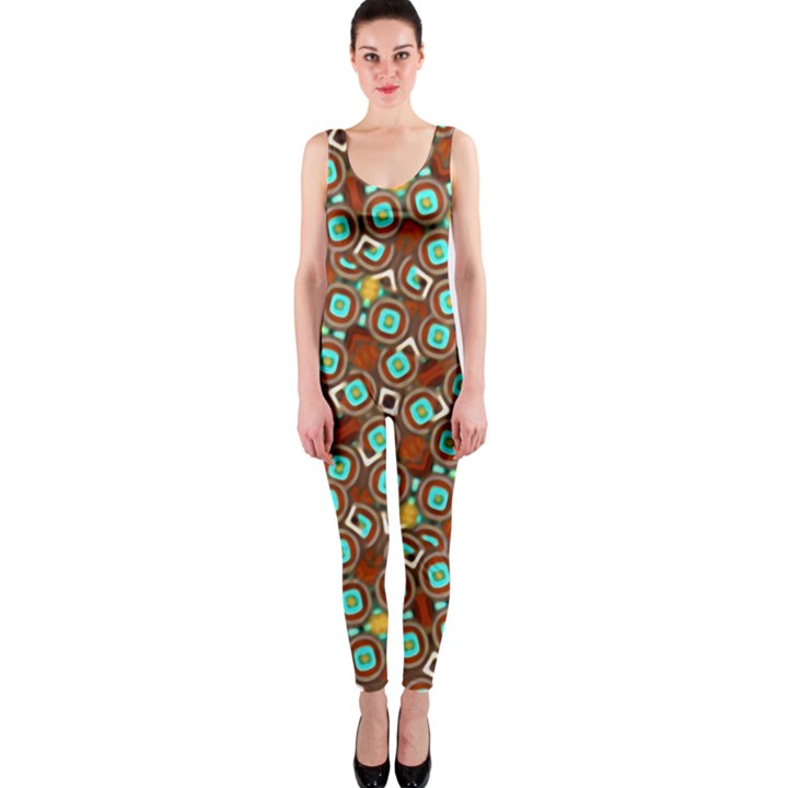 Colorful Modern Geometric Print Pattern One Piece Catsuit