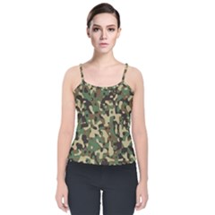 Army Pattern  Velvet Spaghetti Strap Top by myuique