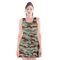 Brown And Green Camo Scoop Neck Skater Dress by McCallaCoultureArmyShop