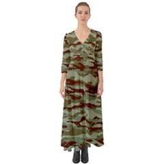 Brown And Green Camo Button Up Boho Maxi Dress by McCallaCoultureArmyShop