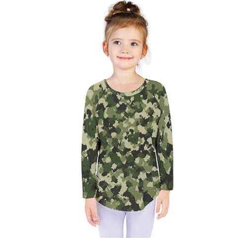 Dark Green Camouflage Army Kids  Long Sleeve Tee by McCallaCoultureArmyShop