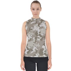 Tan Army Camouflage Mock Neck Shell Top by mccallacoulture