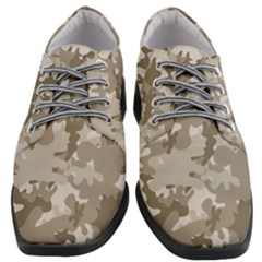 Tan Army Camouflage Women Heeled Oxford Shoes by mccallacoulture