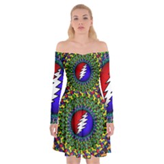 Grateful Dead Off Shoulder Skater Dress by Sapixe