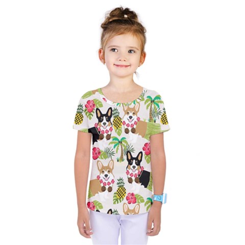 Corgis Hula Pattern Kids  One Piece Tee by Sapixe