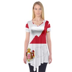 Monaco Country Europe Flag Borders Short Sleeve Tunic  by Sapixe