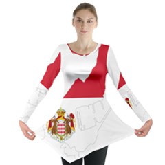 Monaco Country Europe Flag Borders Long Sleeve Tunic  by Sapixe