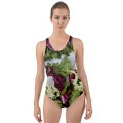 Salad Lettuce Vegetable Cut-out Back One Piece Swimsuit by Sapixe