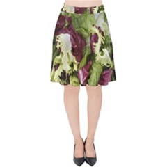 Salad Lettuce Vegetable Velvet High Waist Skirt by Sapixe