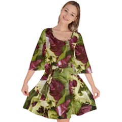 Salad Lettuce Vegetable Velour Kimono Dress by Sapixe