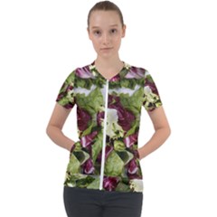 Salad Lettuce Vegetable Short Sleeve Zip Up Jacket by Sapixe